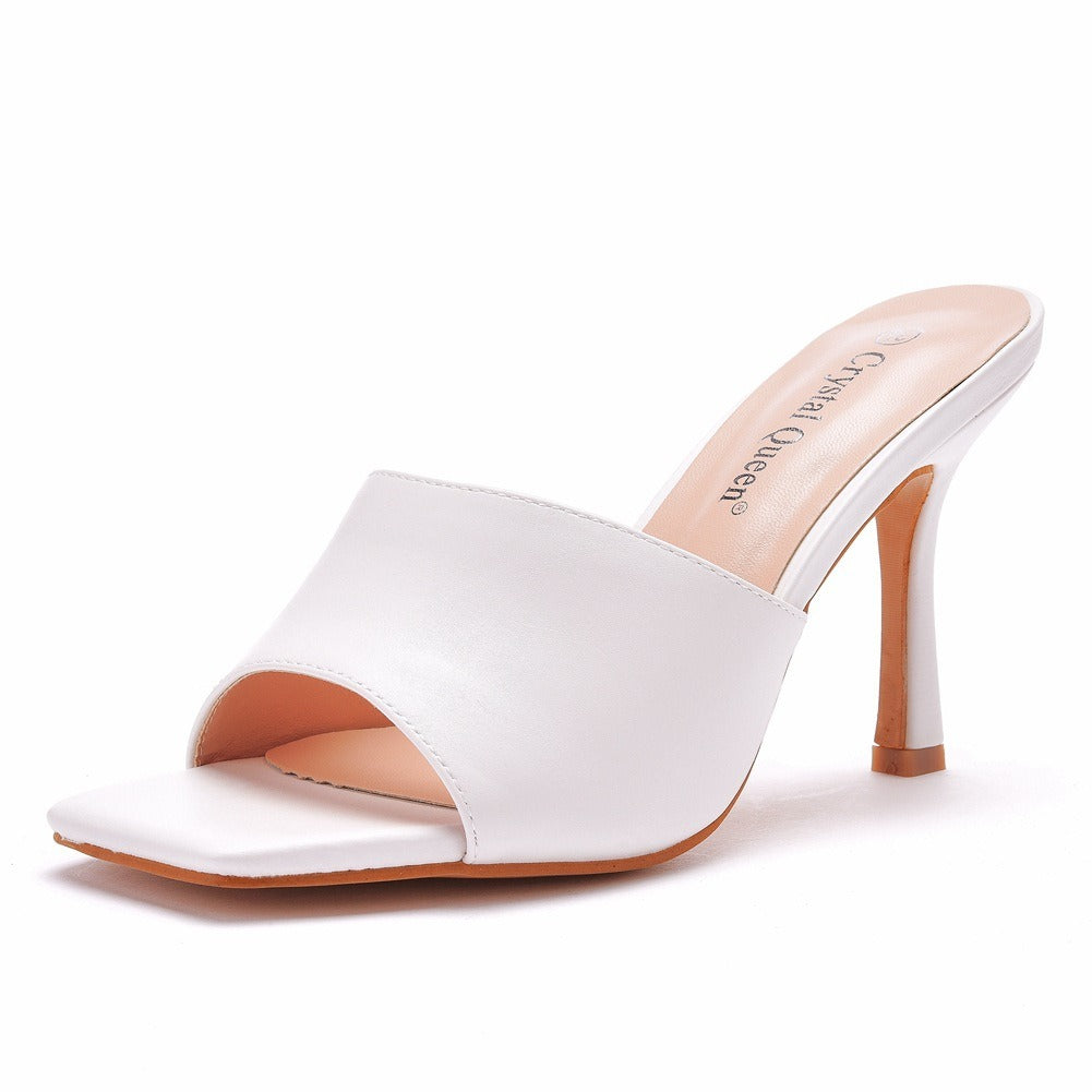 square toe high-heeled sandals