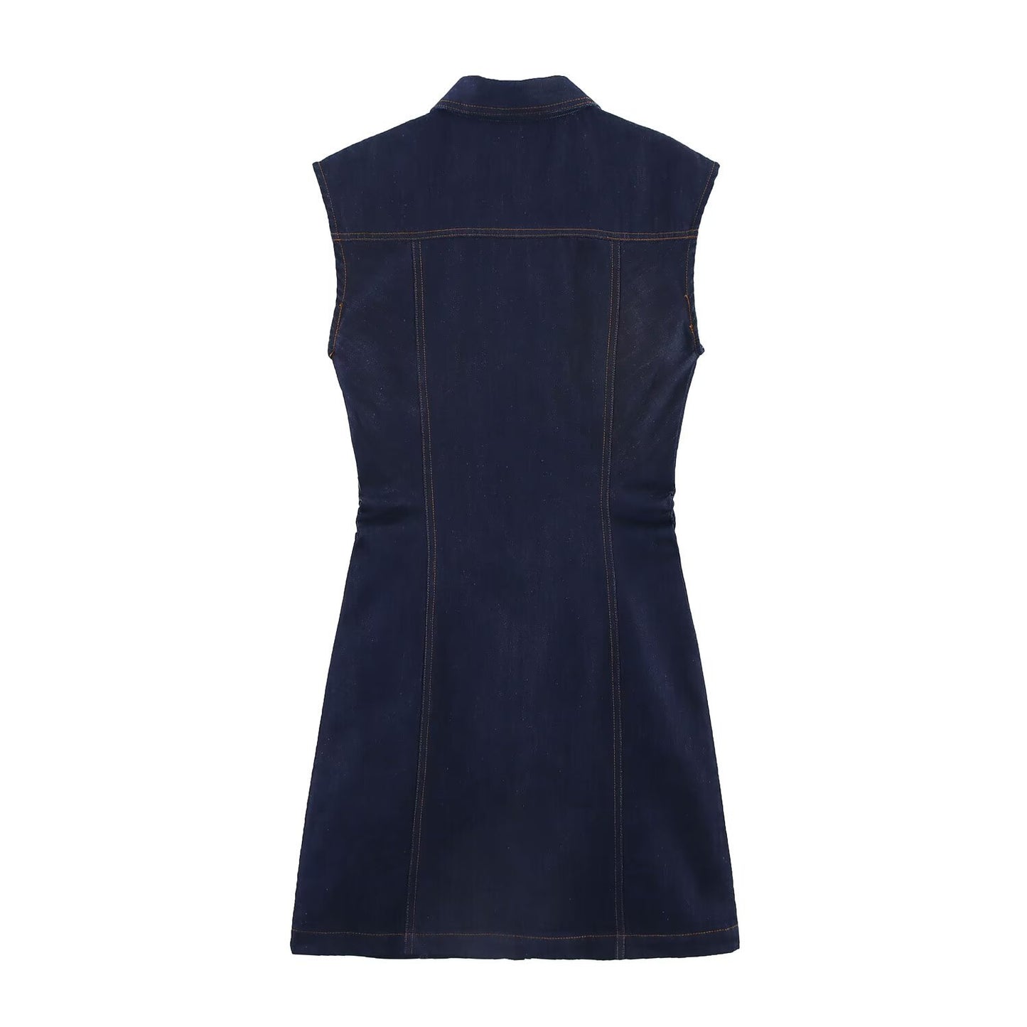 lapel button front  denim dress