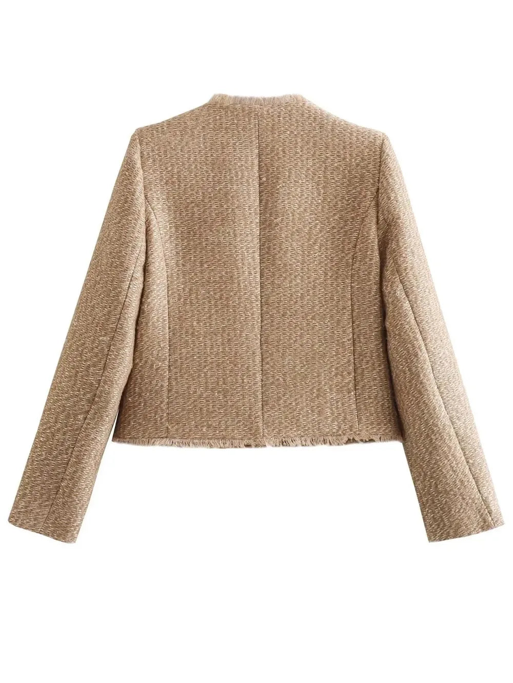 Hem Pocketed Round Neck Jacket