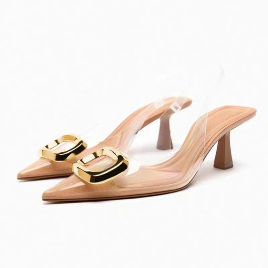 Pointed toe transparent Slingback sandals