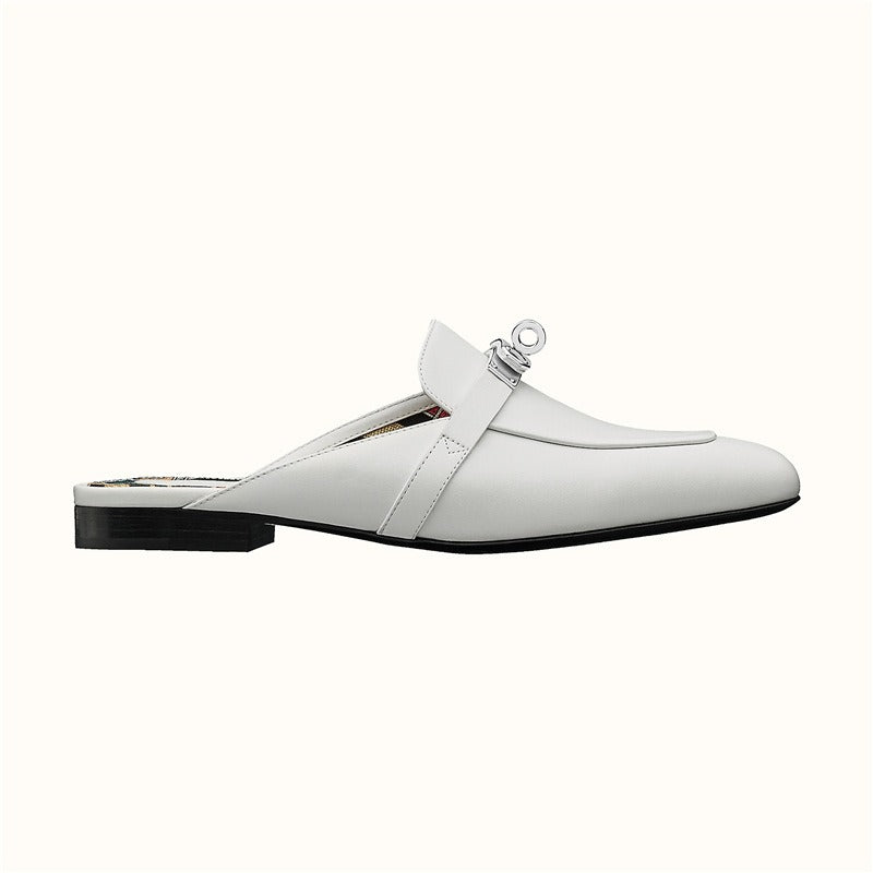 Leather Low Heel Round toe Metal Buckle flats