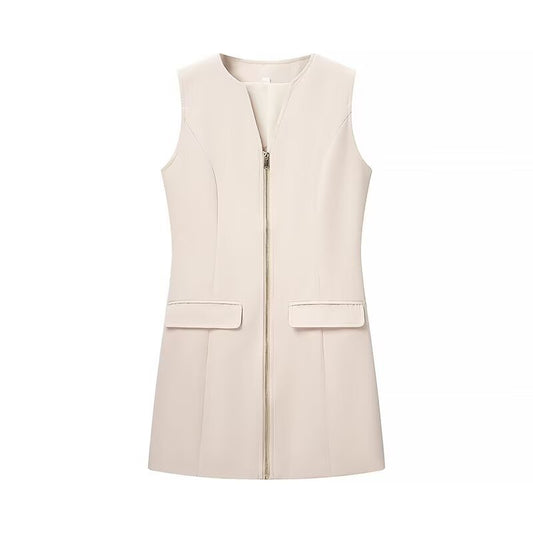 V-neck zipper front short dress