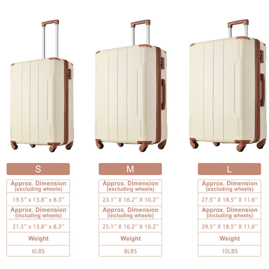 Hardshell Luggage Sets 3 Pcs Spinner  TSA Lock Lightweight Suitcase