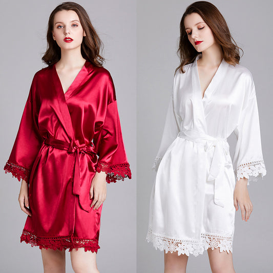 silky short robe