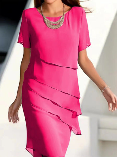 Ruffle edges round neck dress