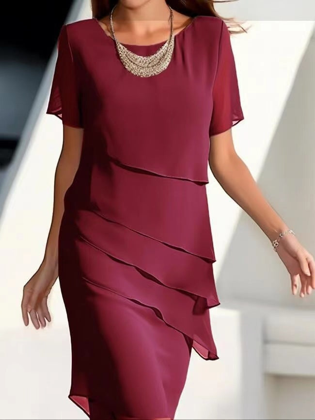 Ruffle edges round neck dress