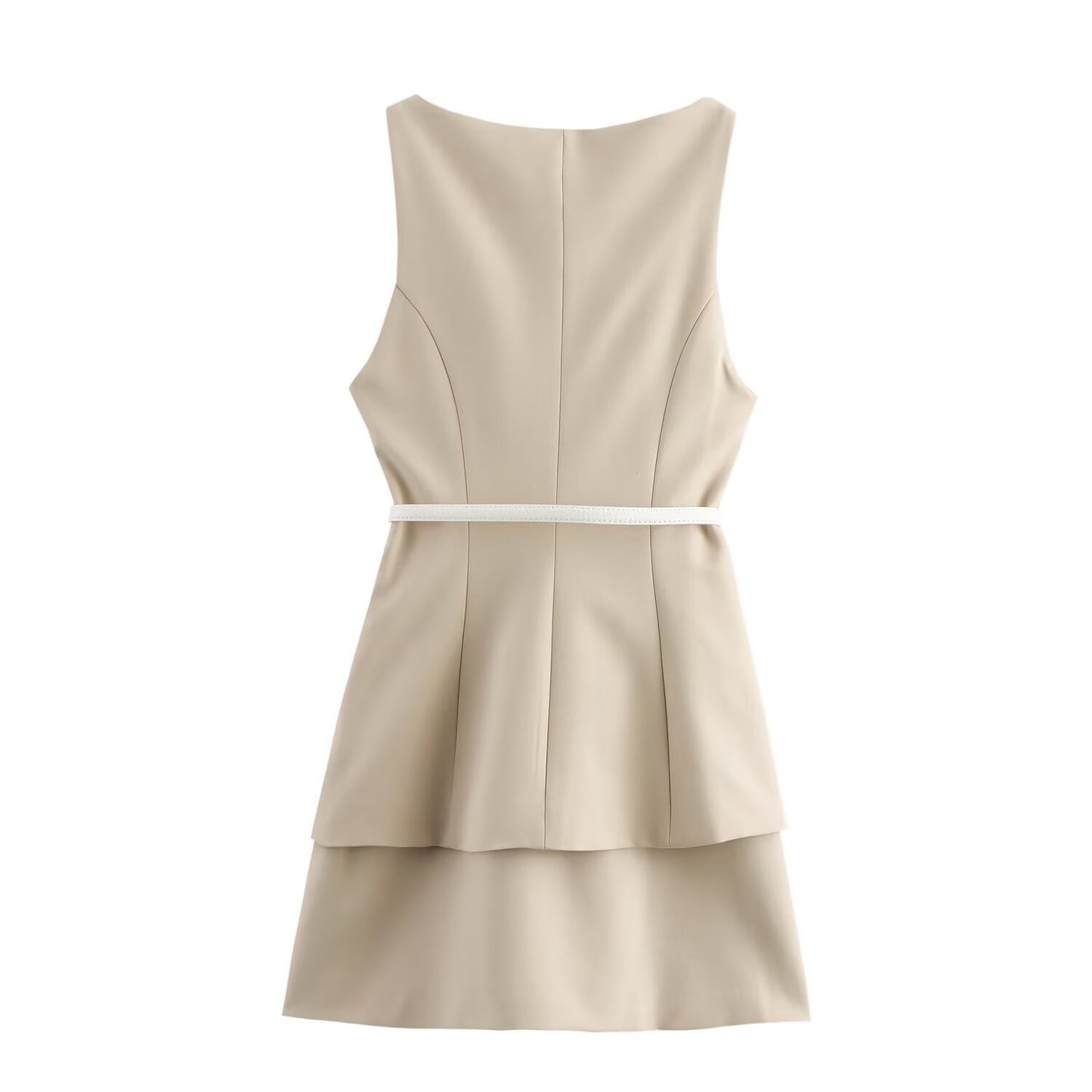 Belted Two Piece Sleeveless Dress