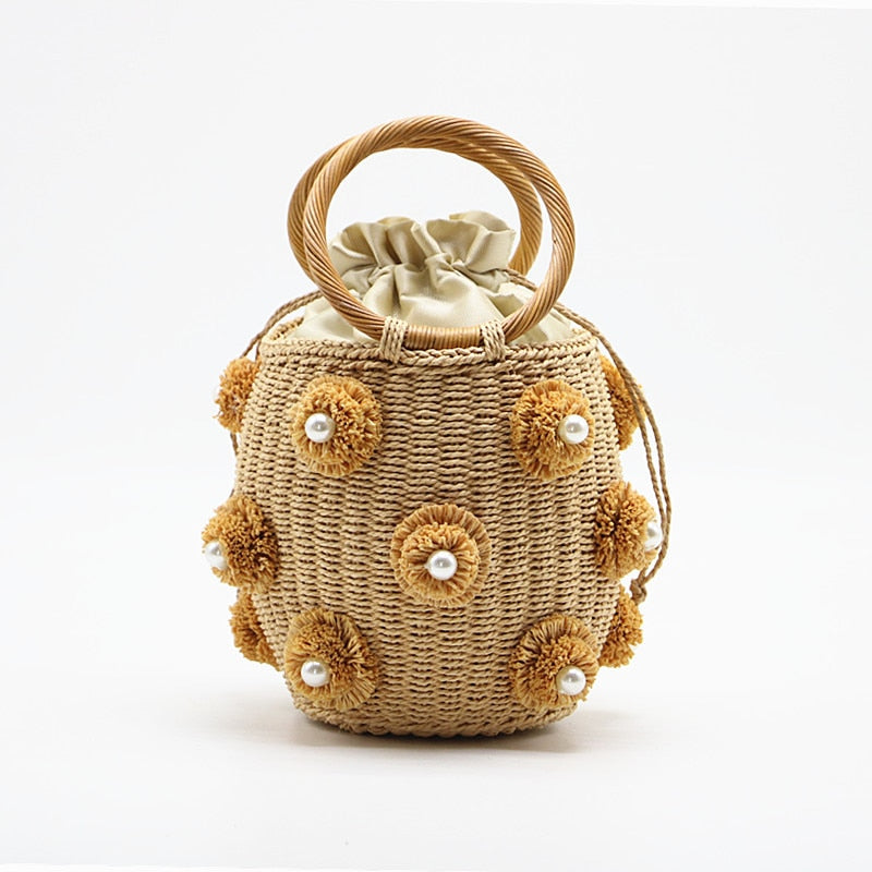Rhinestone Crystal Embellished Straw Bag