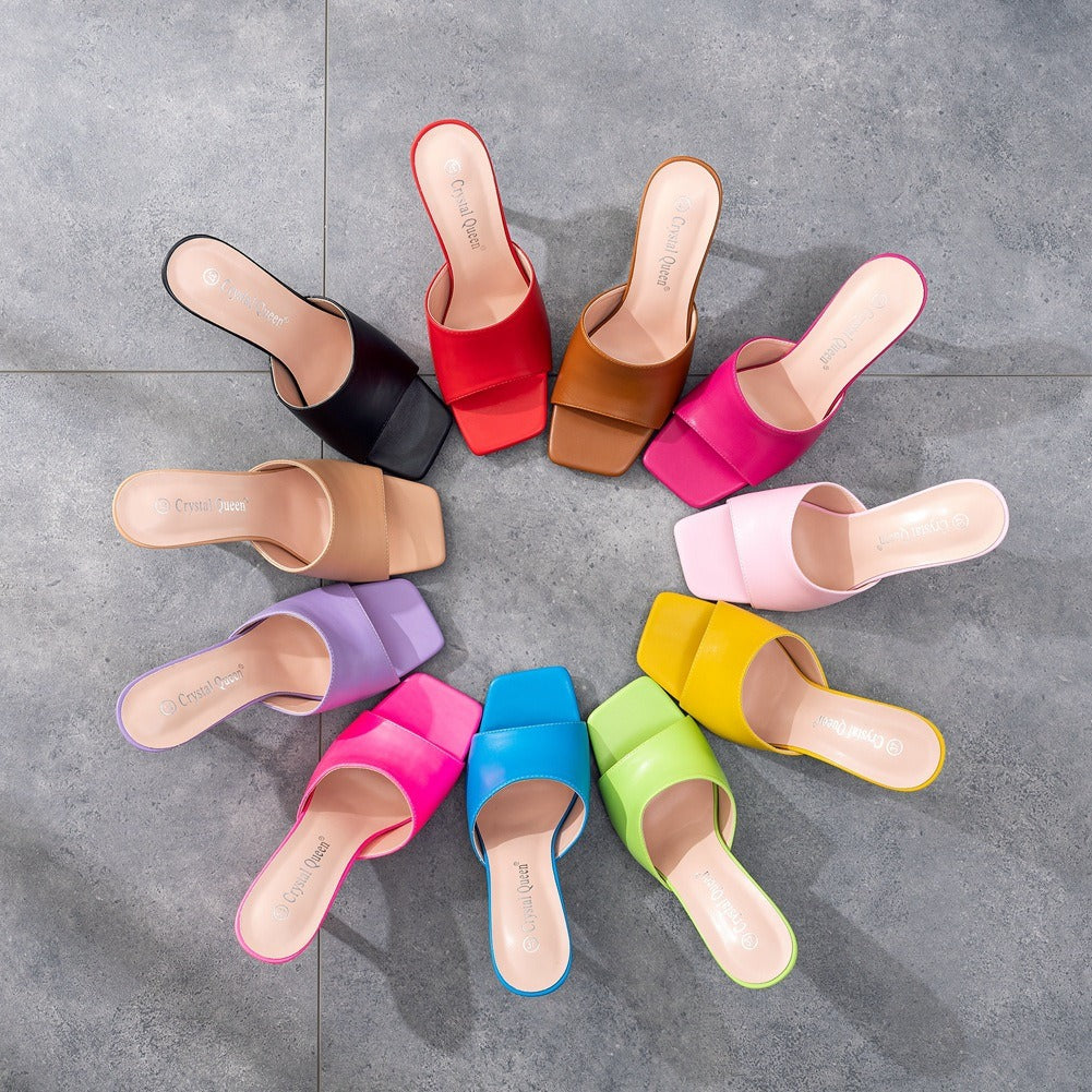 square toe high-heeled sandals
