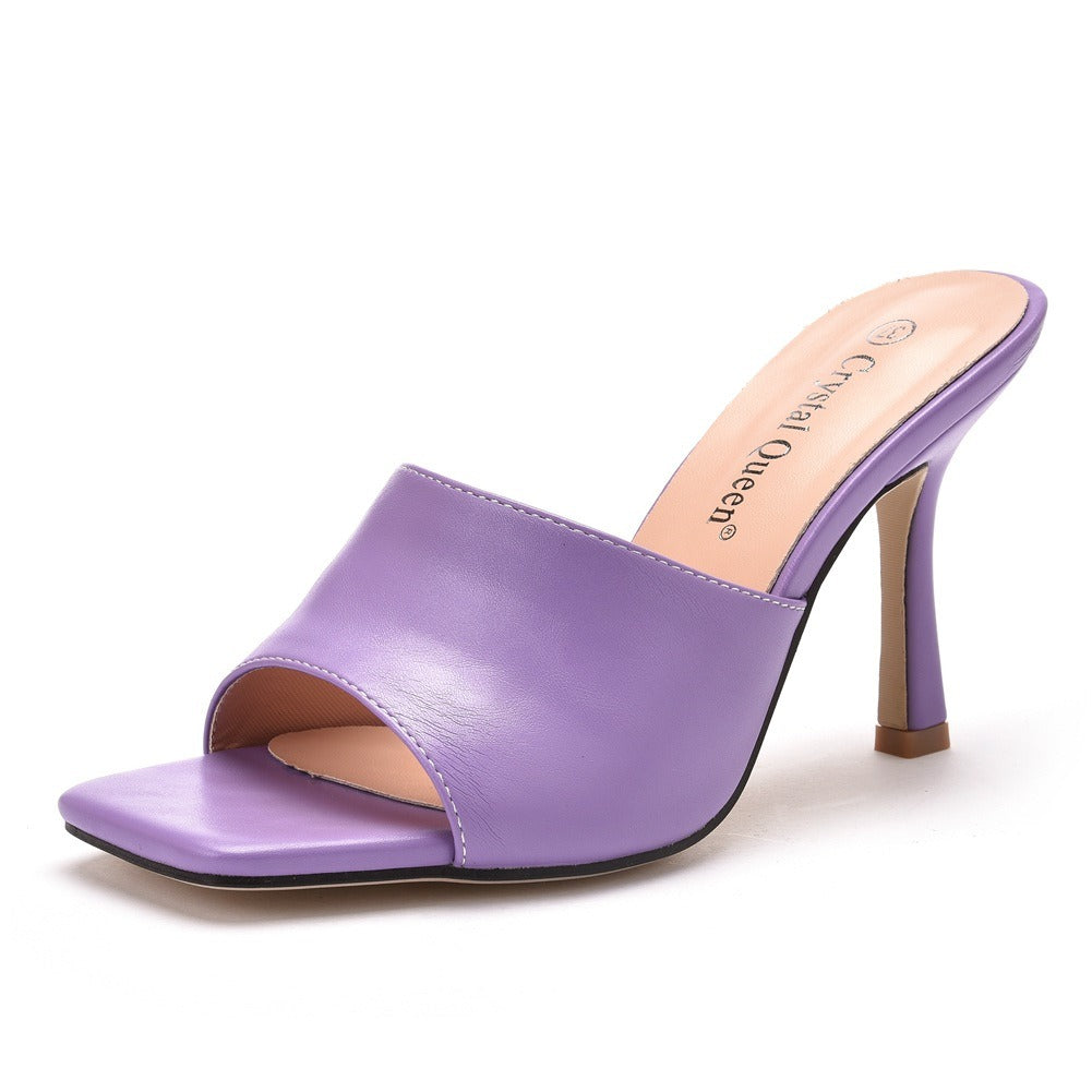 square toe high-heeled sandals