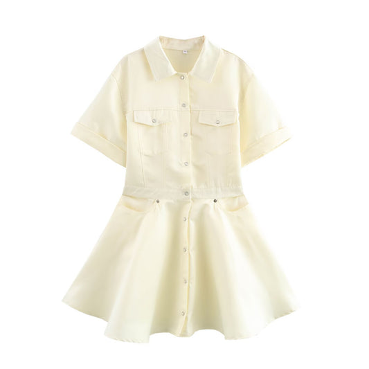 Wide swing slimming short dress with temperament A-line skirt for women