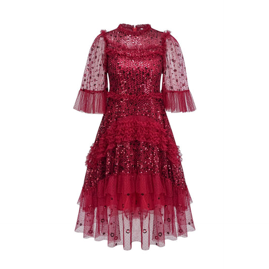 Round Neck Lace  A-line Dress