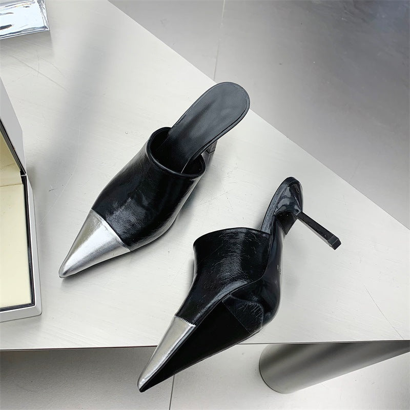 High Heels Pointed Toe  Mules Sandals