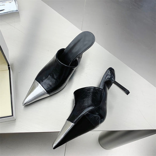 High Heels Pointed Toe  Mules Sandals