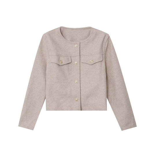 Round  neck pocket jacket