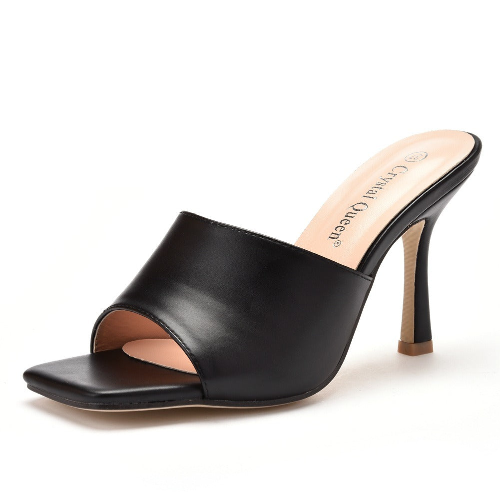 square toe high-heeled sandals