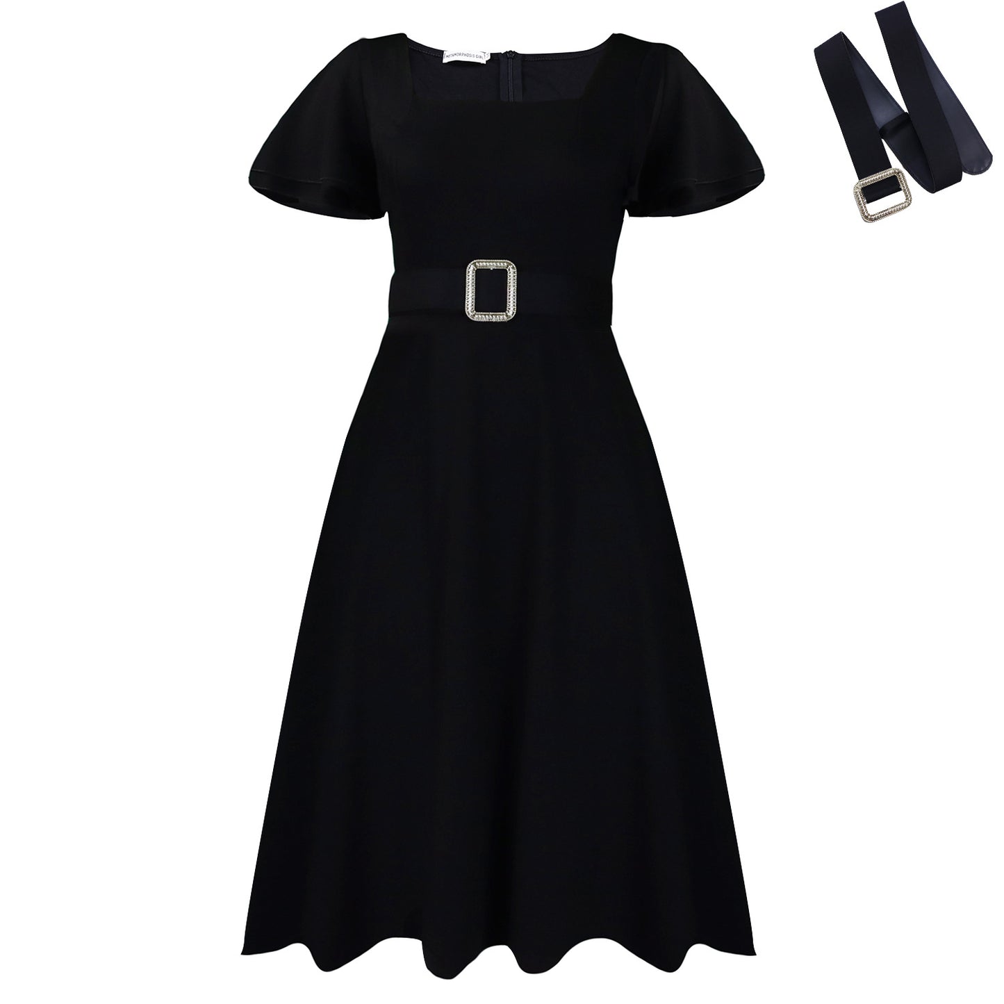 Flared Sleeve Square Neck High Waist elegant dress