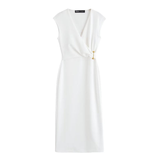 V-neck embellished pin dress