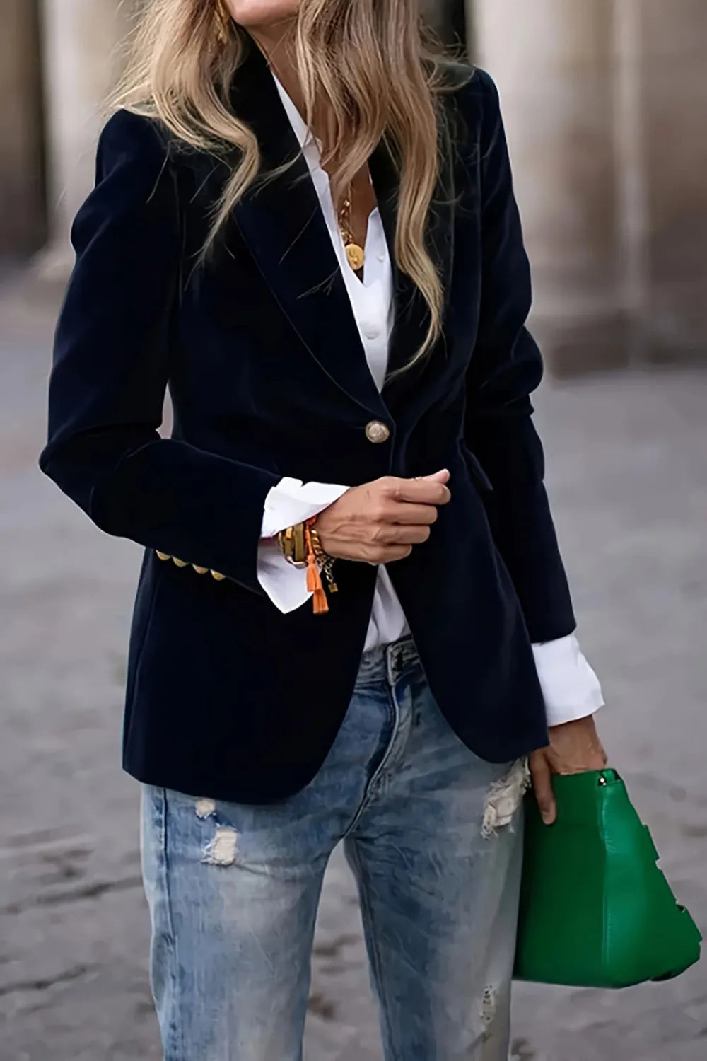 One Button Lapel Collar  Blazer