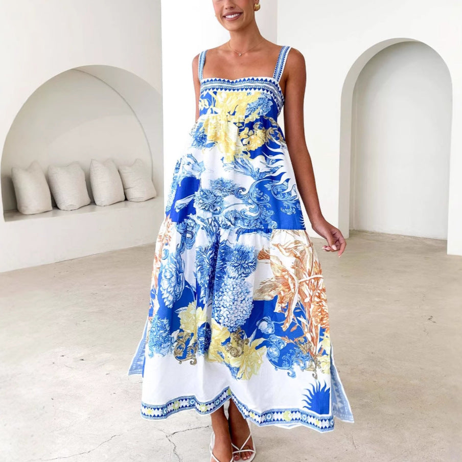 printed strap dress