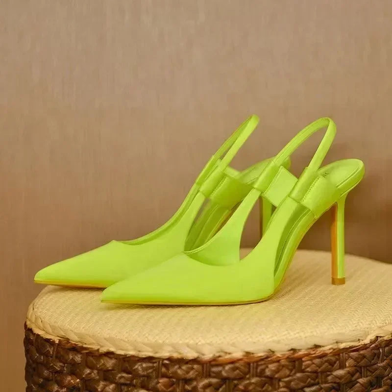Designer Luxury Women Slingback Sandals Pointed Toe Slip on  High Heel