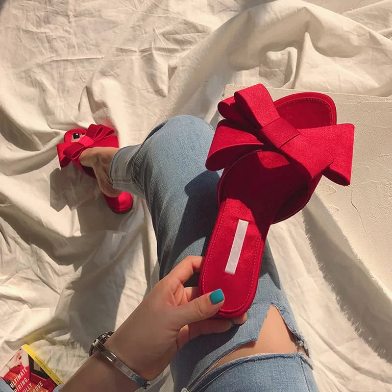 Silk Butterfly-knot Slippers