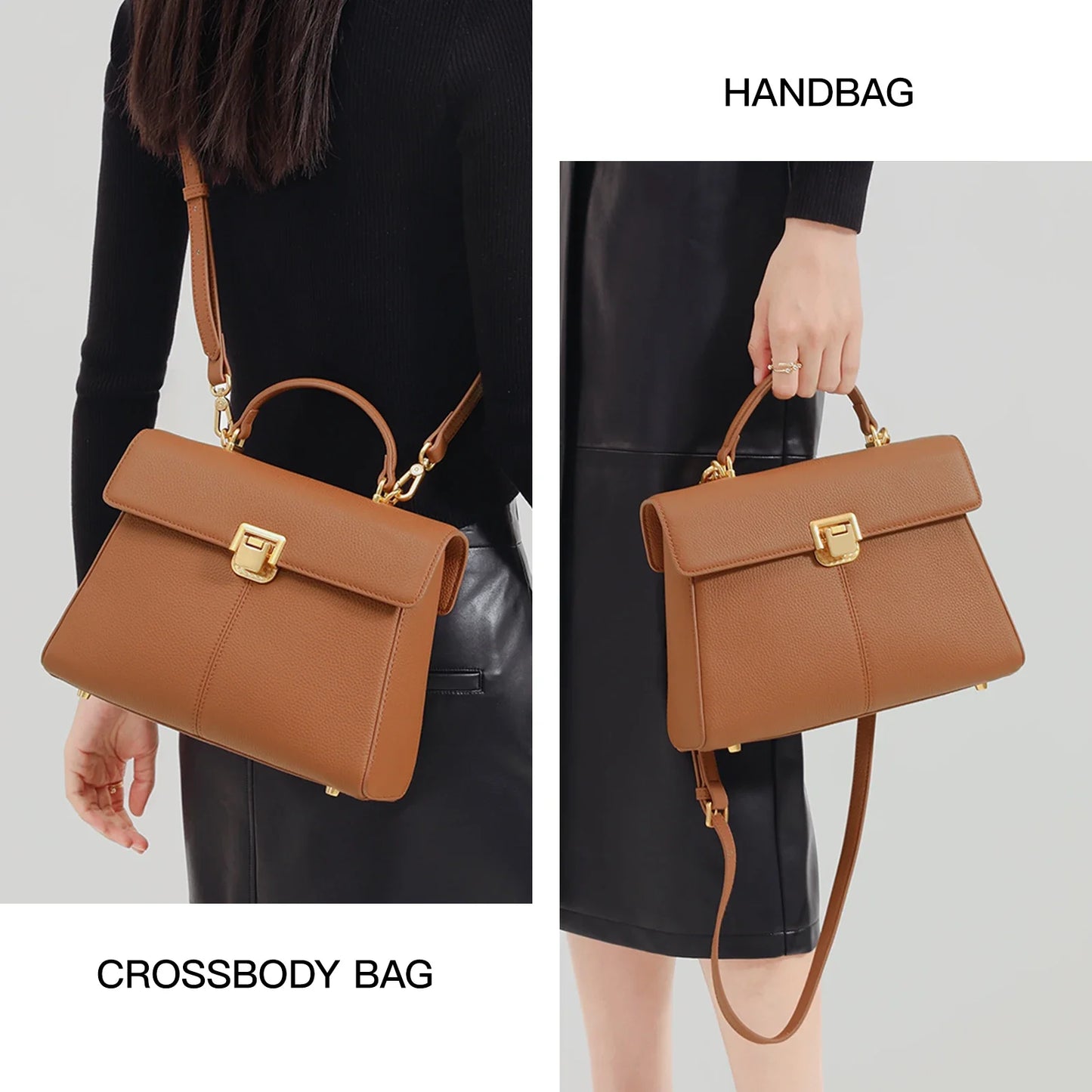 Women Large Capacity Cowhide Satchel handbag