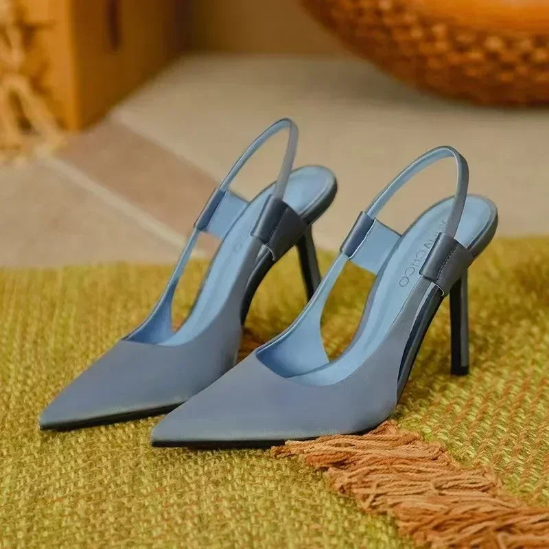 Designer Luxury Women Slingback Sandals Pointed Toe Slip on  High Heel