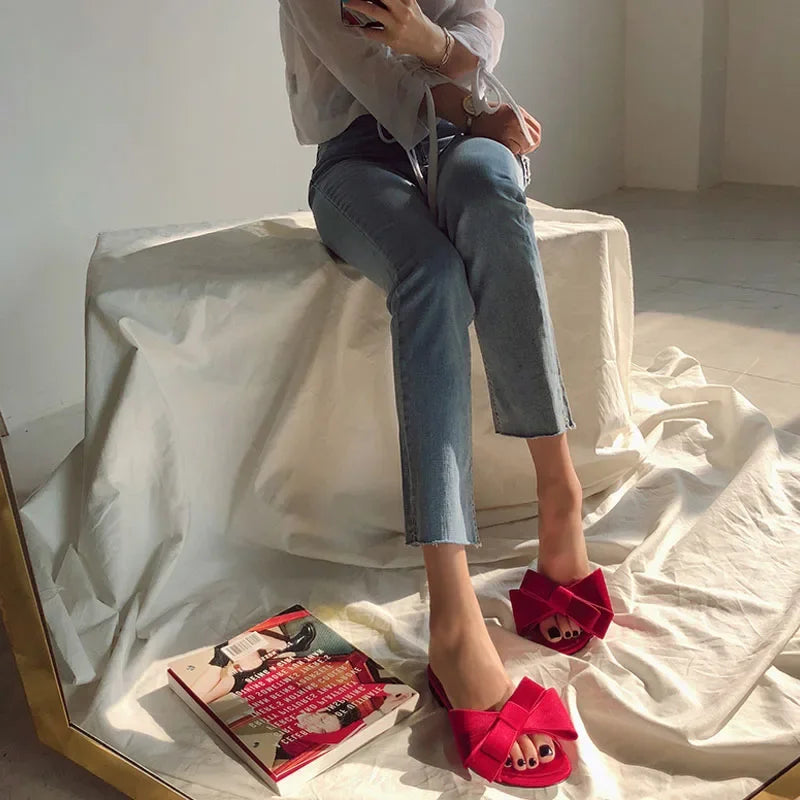 Silk Butterfly-knot Slippers
