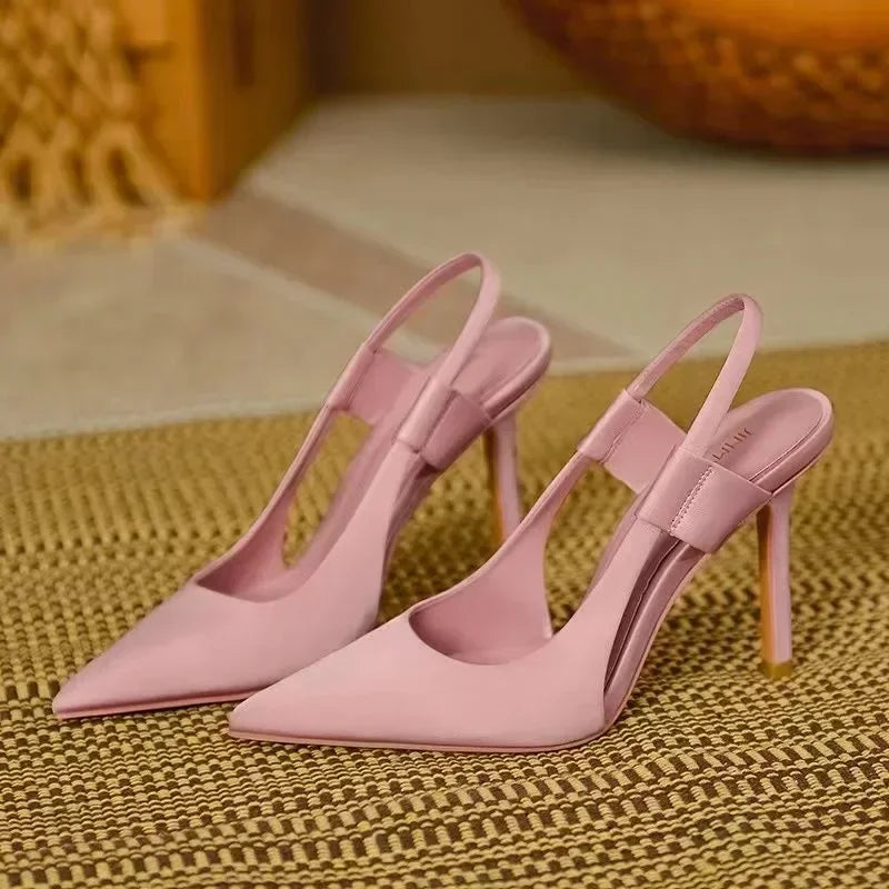 Designer Luxury Women Slingback Sandals Pointed Toe Slip on  High Heel