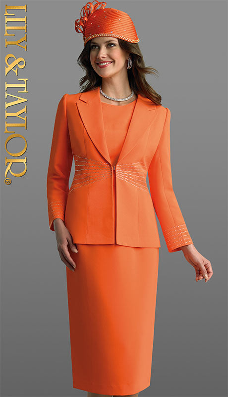 Lily And Taylor 4744-ORG-QS Ladies Church Suit